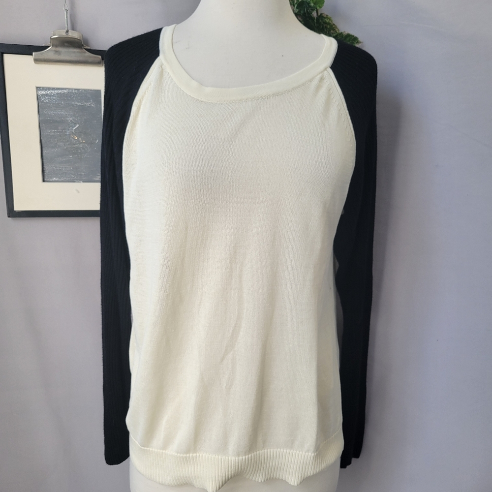 rag & bone Black and Cream Crew Neck Sweater